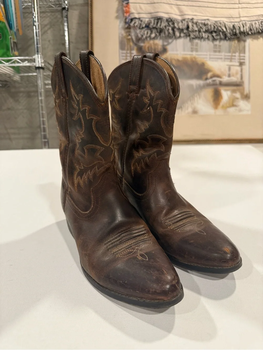 Ariat Brown Leather Kids Western Cowboy Boots